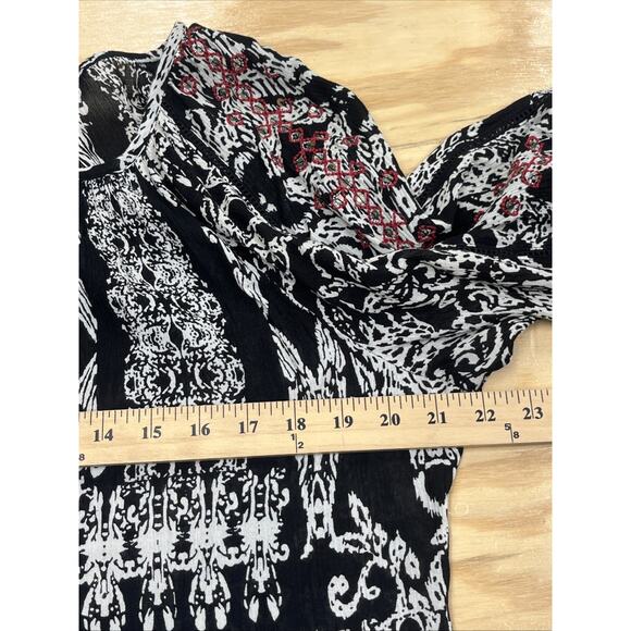 SOFT SURROUNDINGS Peasant Boho Tunic Top Size L Black Relaxed Sequin Bell Sleeve - Picture 11 of 13